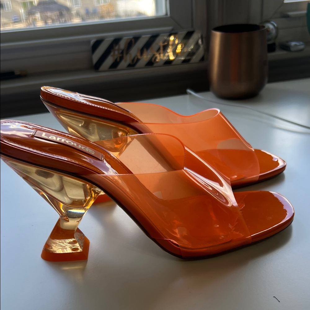 Larroude Vibrant Orange Mules